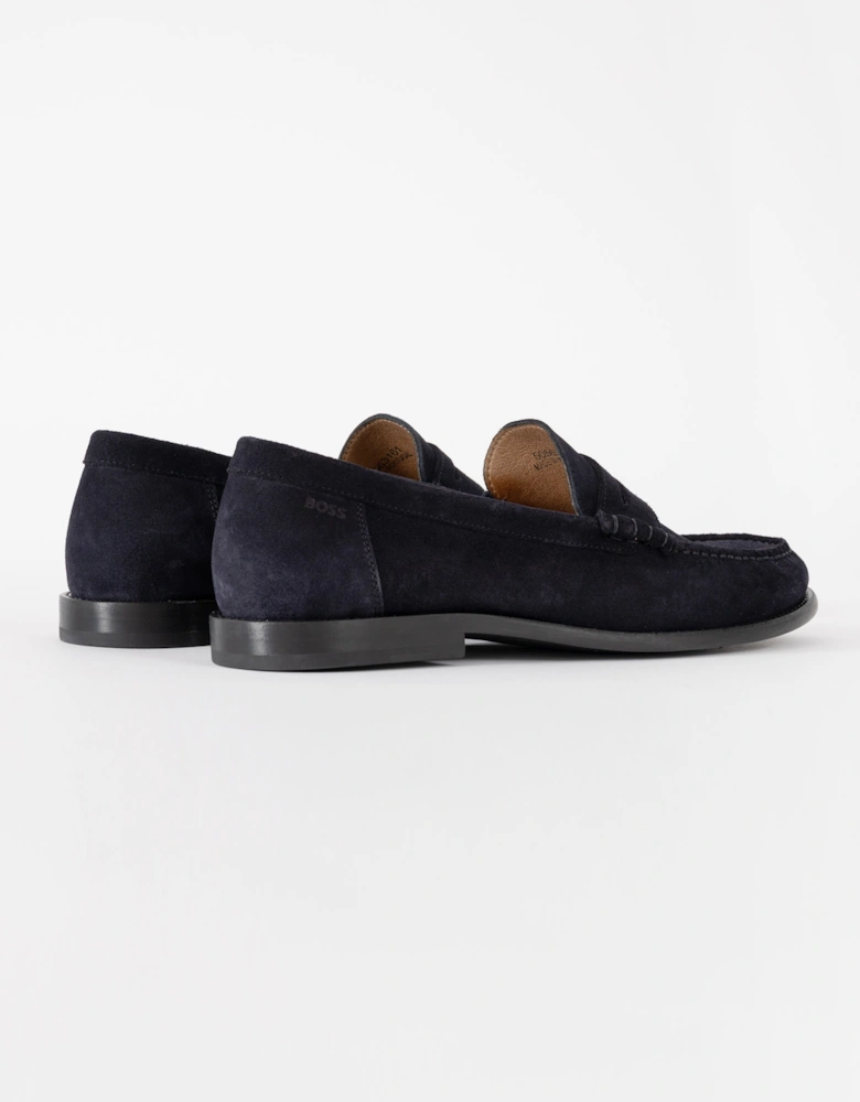 BOSS Orange Tevan Mens Suede Moccasin Shoes - Dark Blue 401