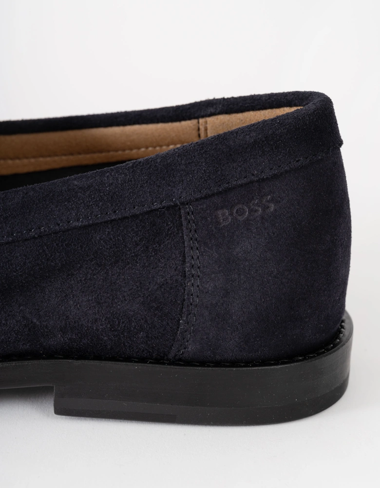 BOSS Orange Tevan Mens Suede Moccasin Shoes - Dark Blue 401