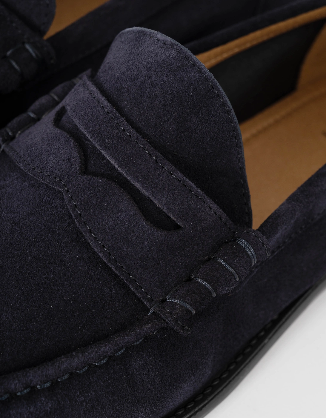 BOSS Orange Tevan Mens Suede Moccasin Shoes - Dark Blue 401