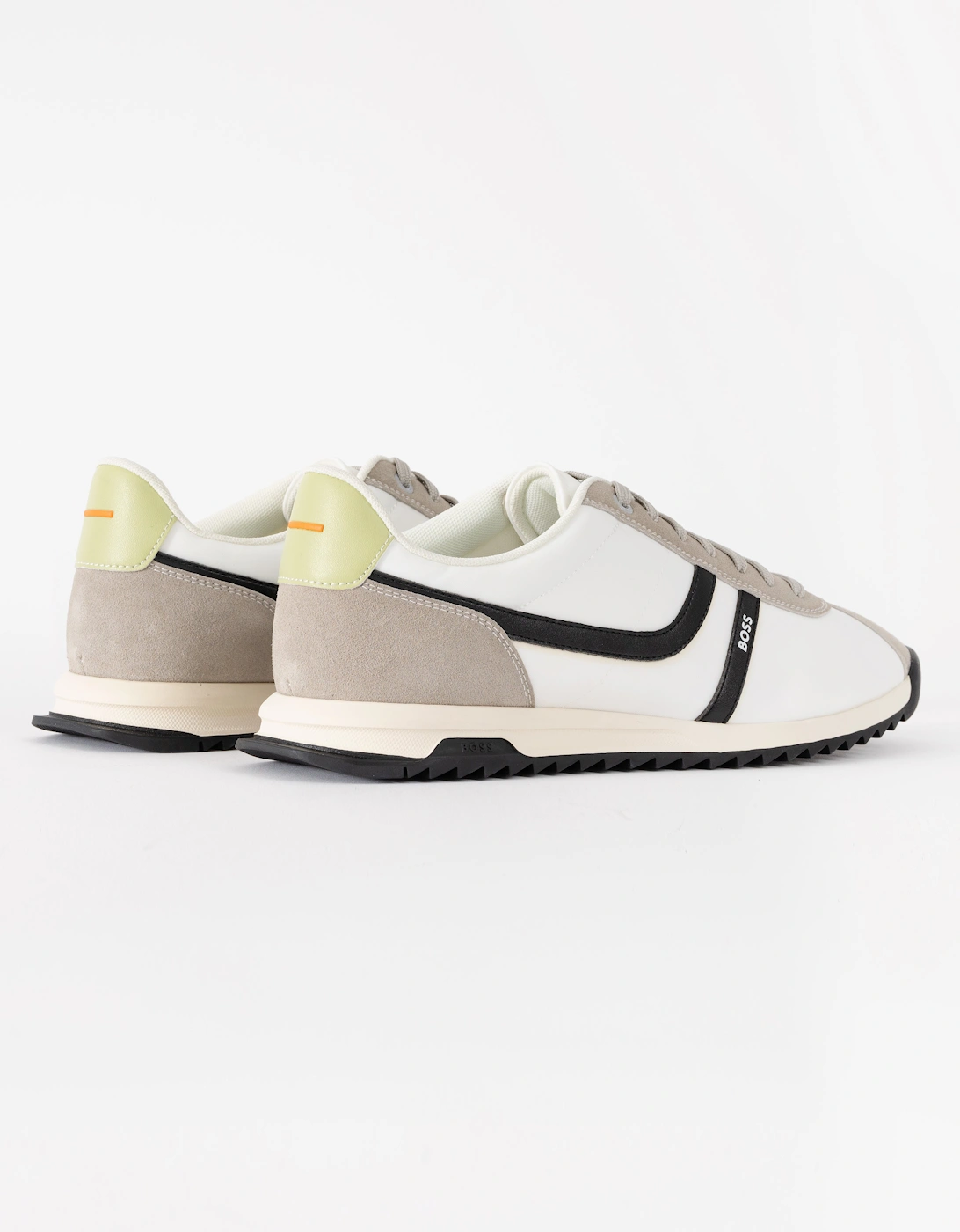 BOSS Orange Zayn Mens Logo Trainers with Faux Suede Trims - Open Grey 063