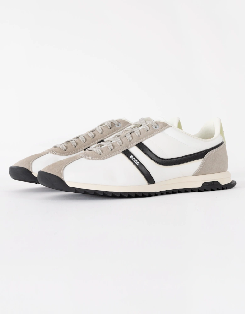 BOSS Orange Zayn Mens Logo Trainers with Faux Suede Trims - Open Grey 063