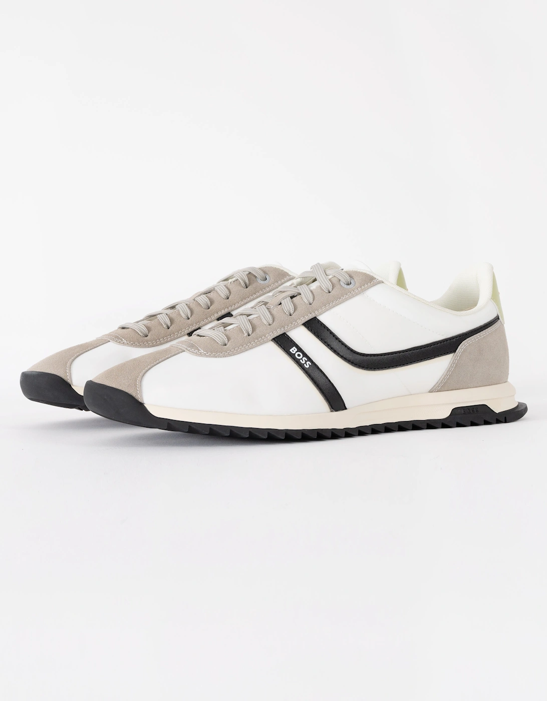 BOSS Orange Zayn Mens Logo Trainers with Faux Suede Trims - Open Grey 063, 6 of 5