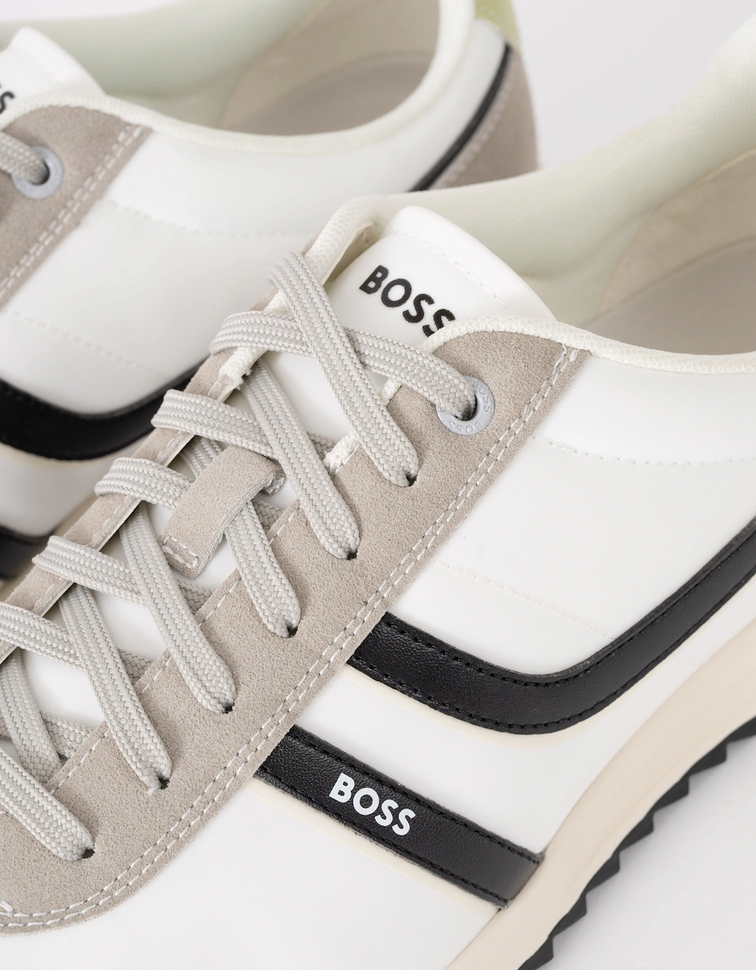 BOSS Orange Zayn Mens Logo Trainers with Faux Suede Trims - Open Grey 063