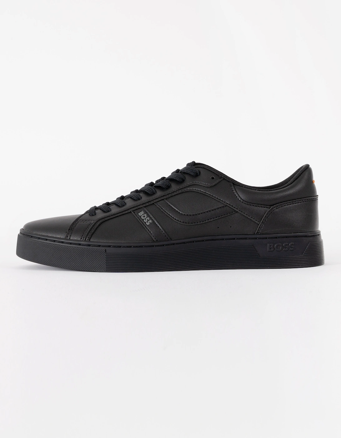 BOSS Orange Mens Rhys Trainers in Faux Nappa Leather - Black 005