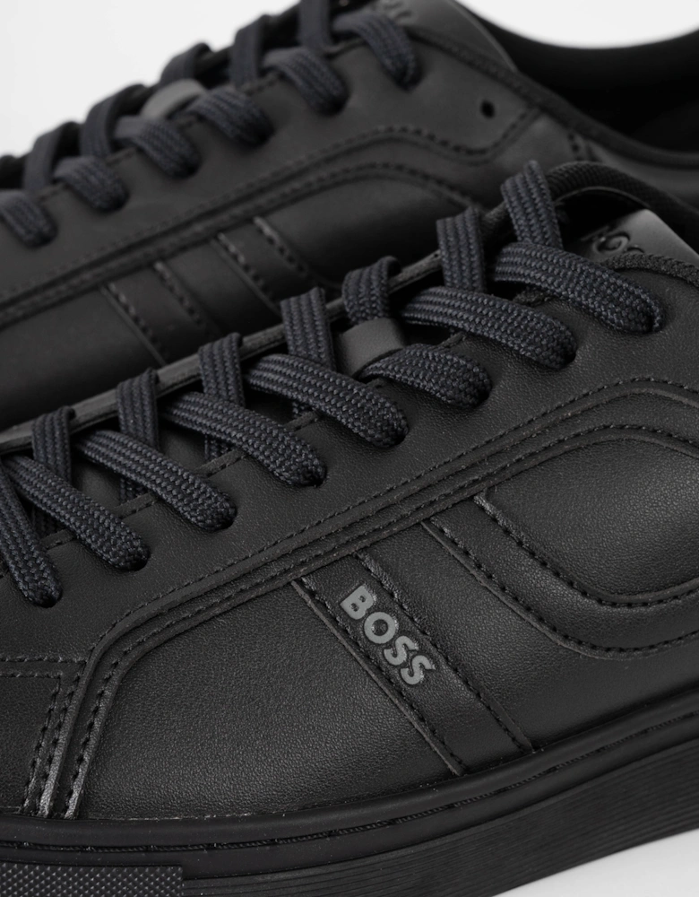 BOSS Orange Mens Rhys Trainers in Faux Nappa Leather - Black 005