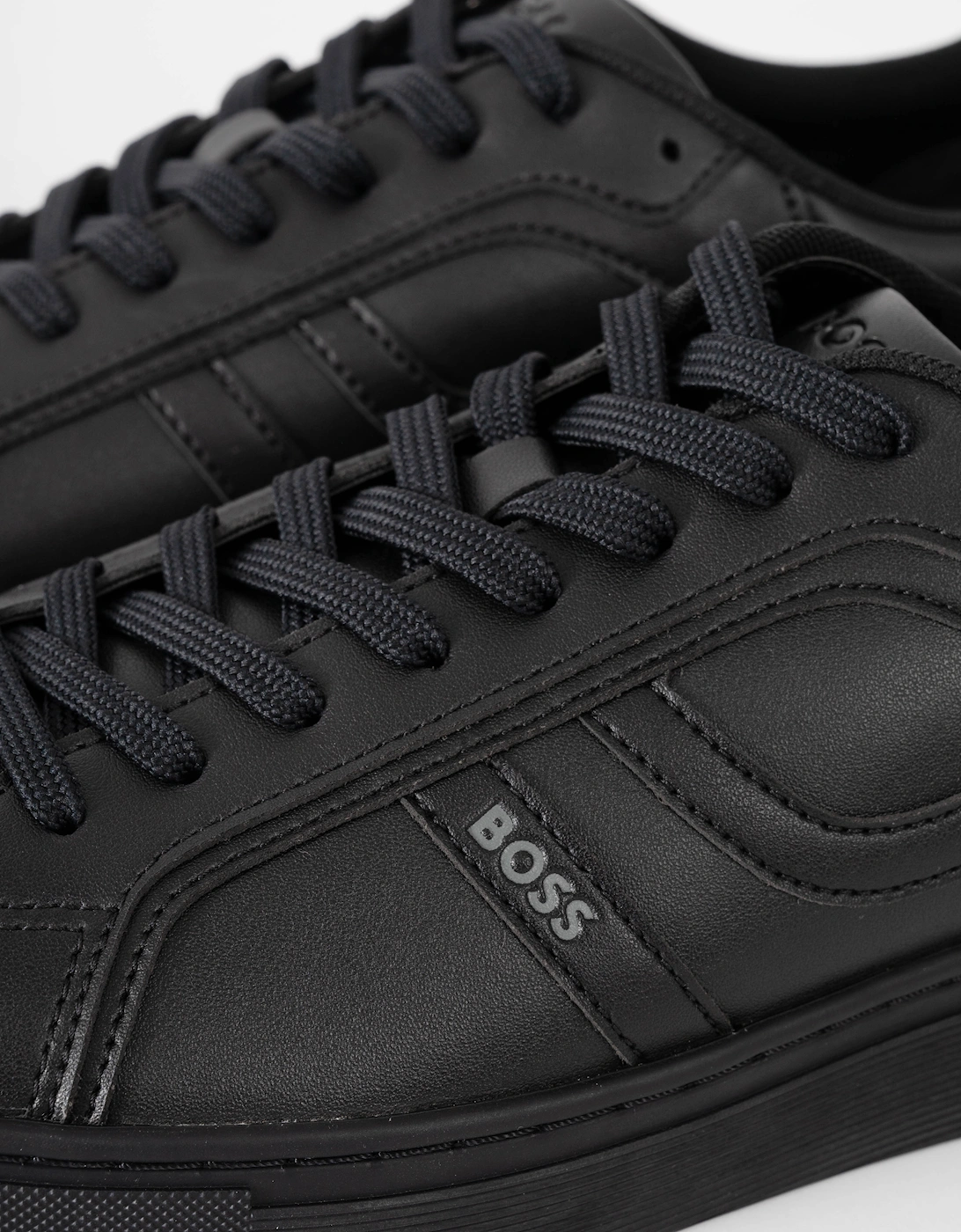 BOSS Orange Mens Rhys Trainers in Faux Nappa Leather - Black 005