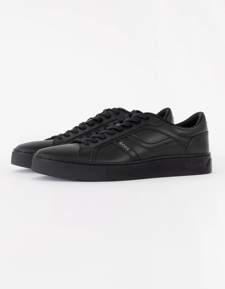 BOSS Orange Mens Rhys Trainers in Faux Nappa Leather - Black 005