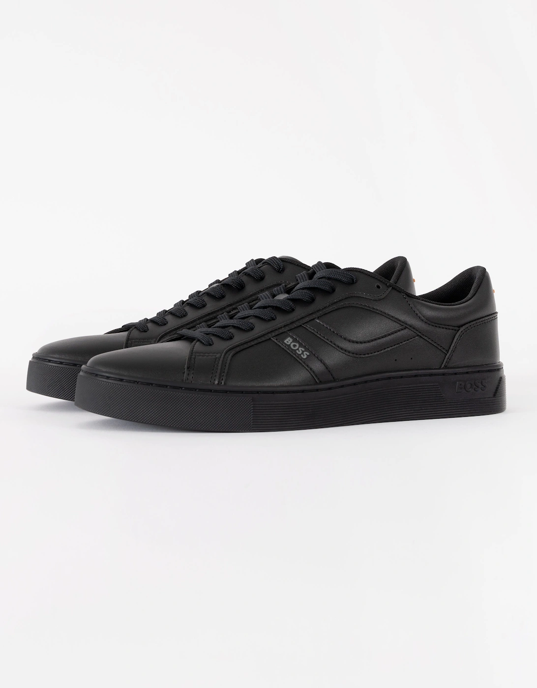 BOSS Orange Mens Rhys Trainers in Faux Nappa Leather - Black 005, 7 of 6