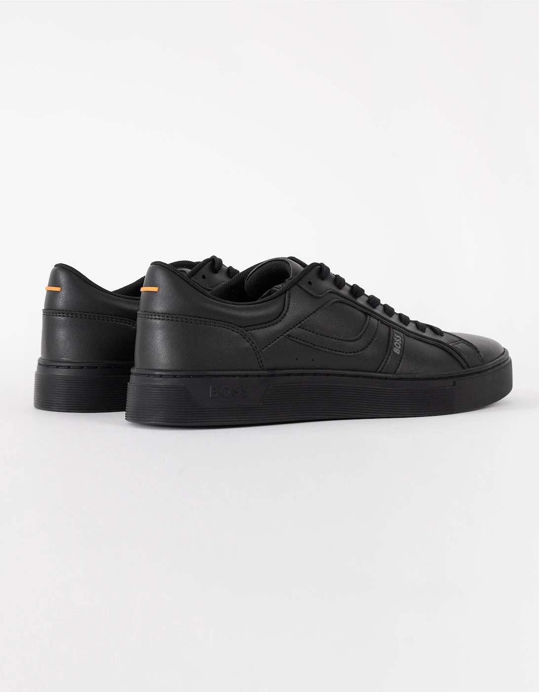 BOSS Orange Mens Rhys Trainers in Faux Nappa Leather - Black 005