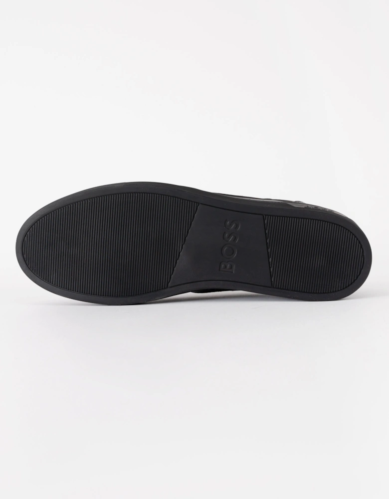 BOSS Orange Mens Rhys Trainers in Faux Nappa Leather - Black 005