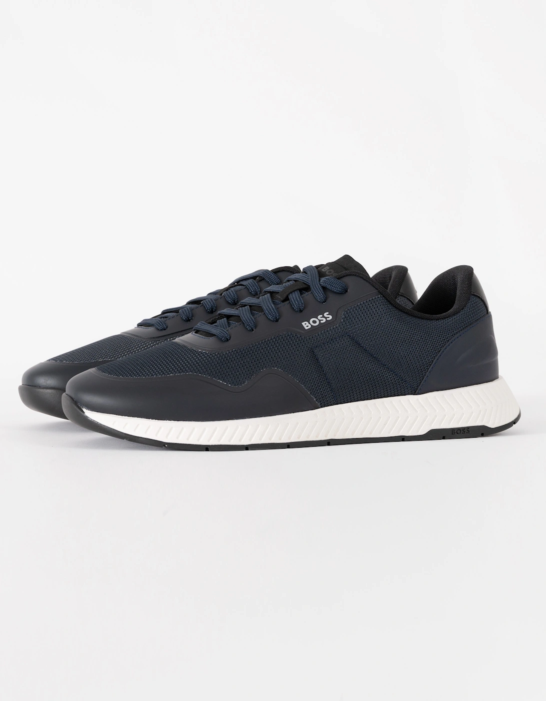 BOSS Orange TTNM Mens Mesh Trainers with Smooth Trims - Dark Blue 401, 6 of 5