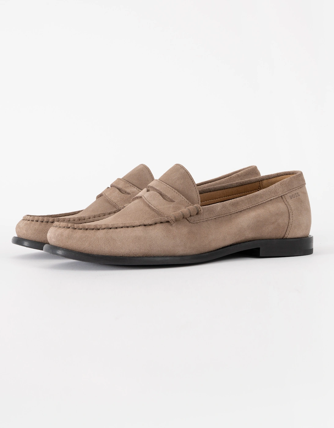 Hugo Boss Men's Tan Boss Orange Tevan Suede Moccasin Shoes - Medium Beige 260 - Size: 10