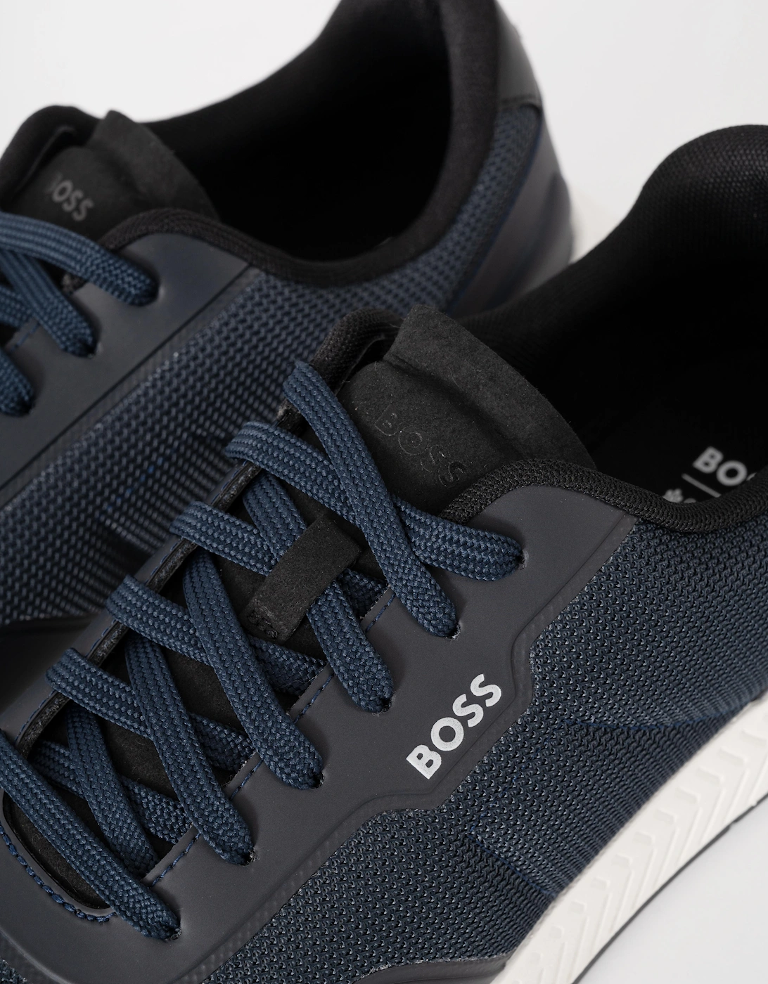 BOSS Orange TTNM Mens Mesh Trainers with Smooth Trims - Dark Blue 401