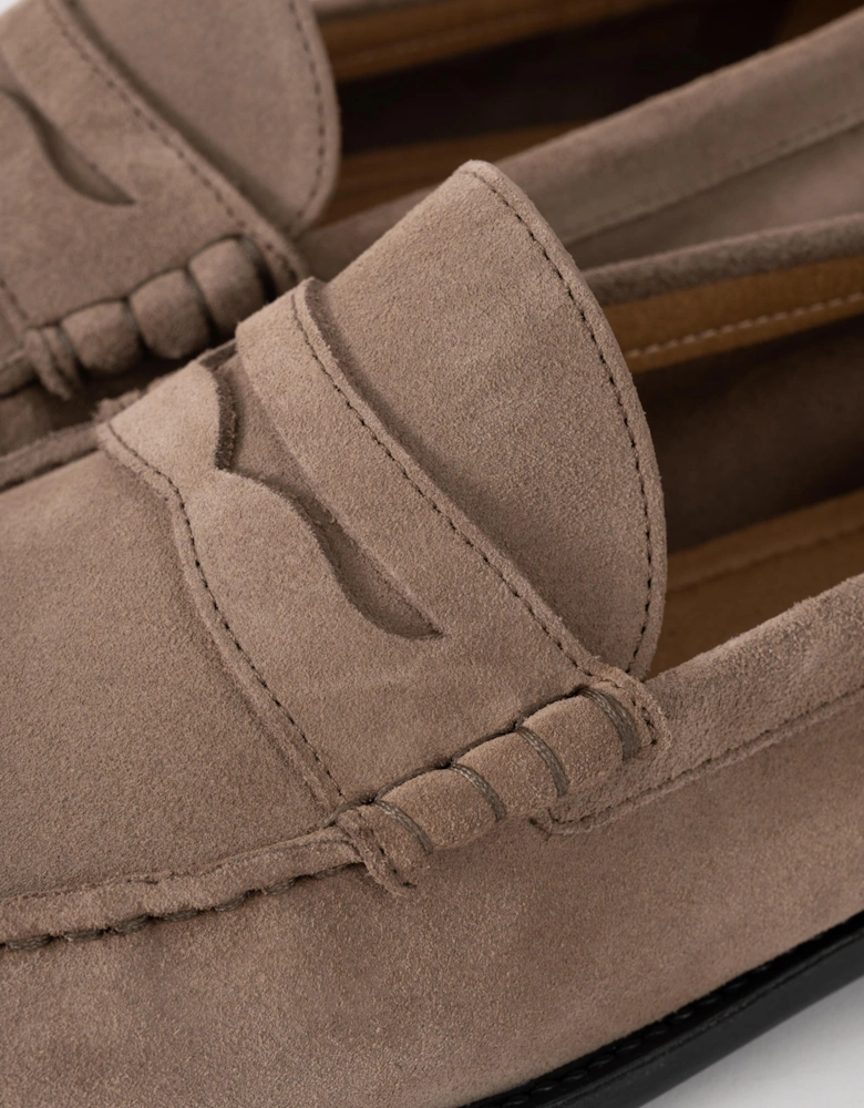 BOSS Orange Tevan Mens Suede Moccasin Shoes - Medium Beige 260