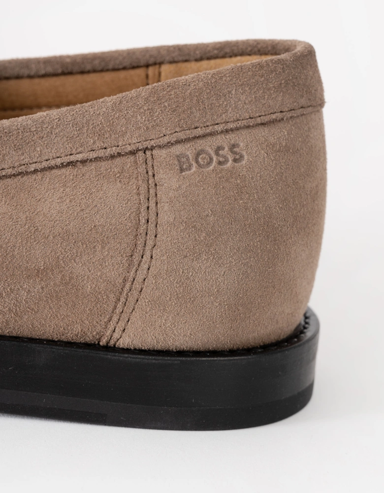BOSS Orange Tevan Mens Suede Moccasin Shoes - Medium Beige 260