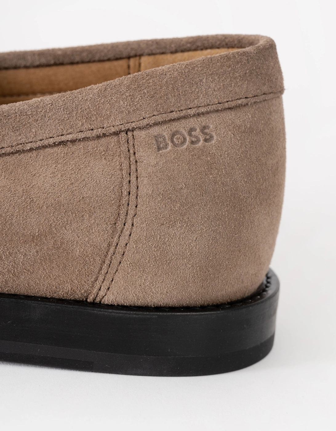 BOSS Orange Tevan Mens Suede Moccasin Shoes - Medium Beige 260