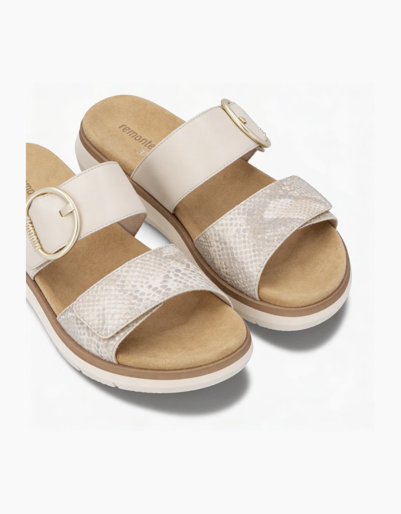 D2K57 Womens Cross Strap Sandals White/Gold