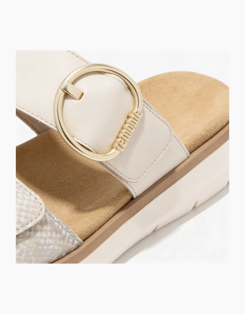 D2K57 Womens Cross Strap Sandals White/Gold