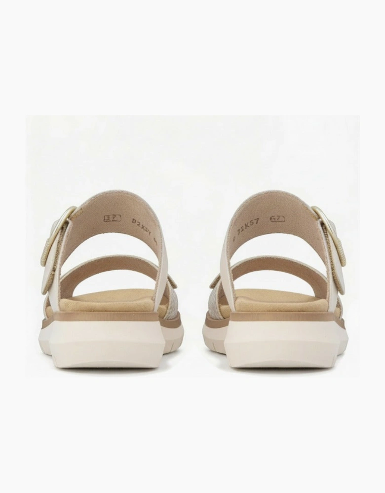 D2K57 Womens Cross Strap Sandals White/Gold