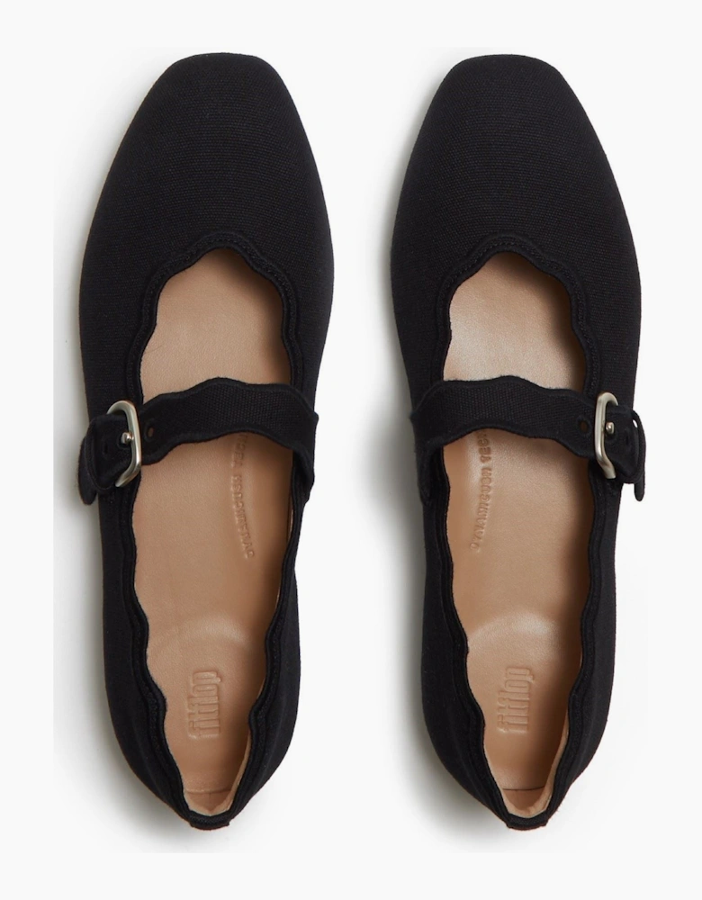 Delicato Wave-Edge Polyester Women's Black Shoes