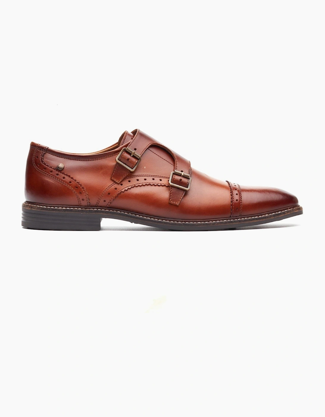 London Henley Monk Leather Men's Burnt Tan Double Monk Shoes