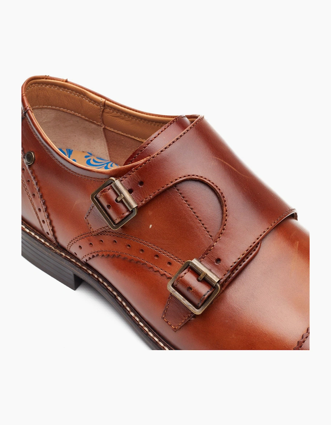 London Henley Monk Leather Men's Burnt Tan Double Monk Shoes
