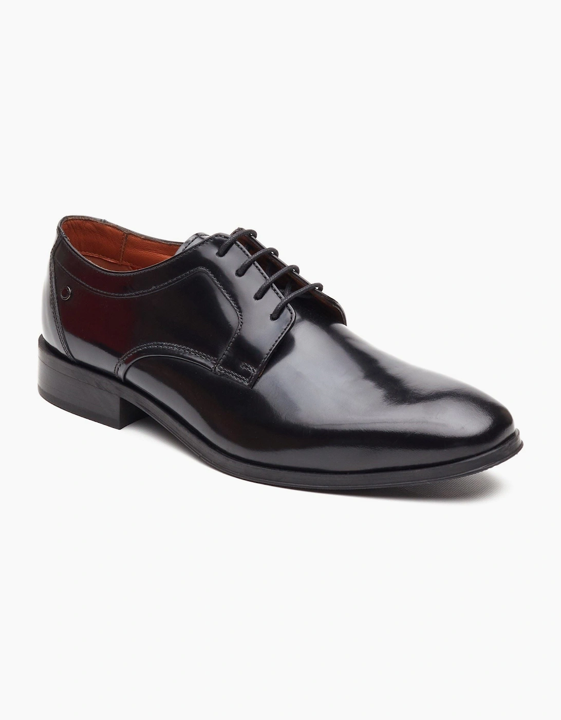 Base Men's Base London Dome Lace Up Leather Men's Hi Shine Black Lace-Up Shoes