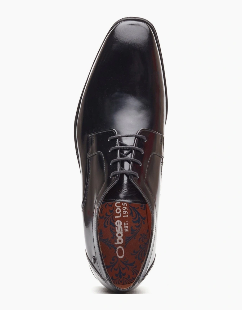 London Dome Lace Up Leather Men's Hi Shine Black Lace-Up Shoes