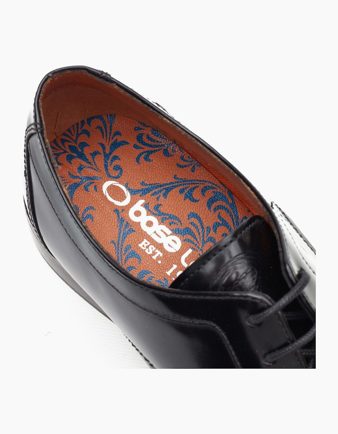 London Dome Lace Up Leather Men's Hi Shine Black Lace-Up Shoes