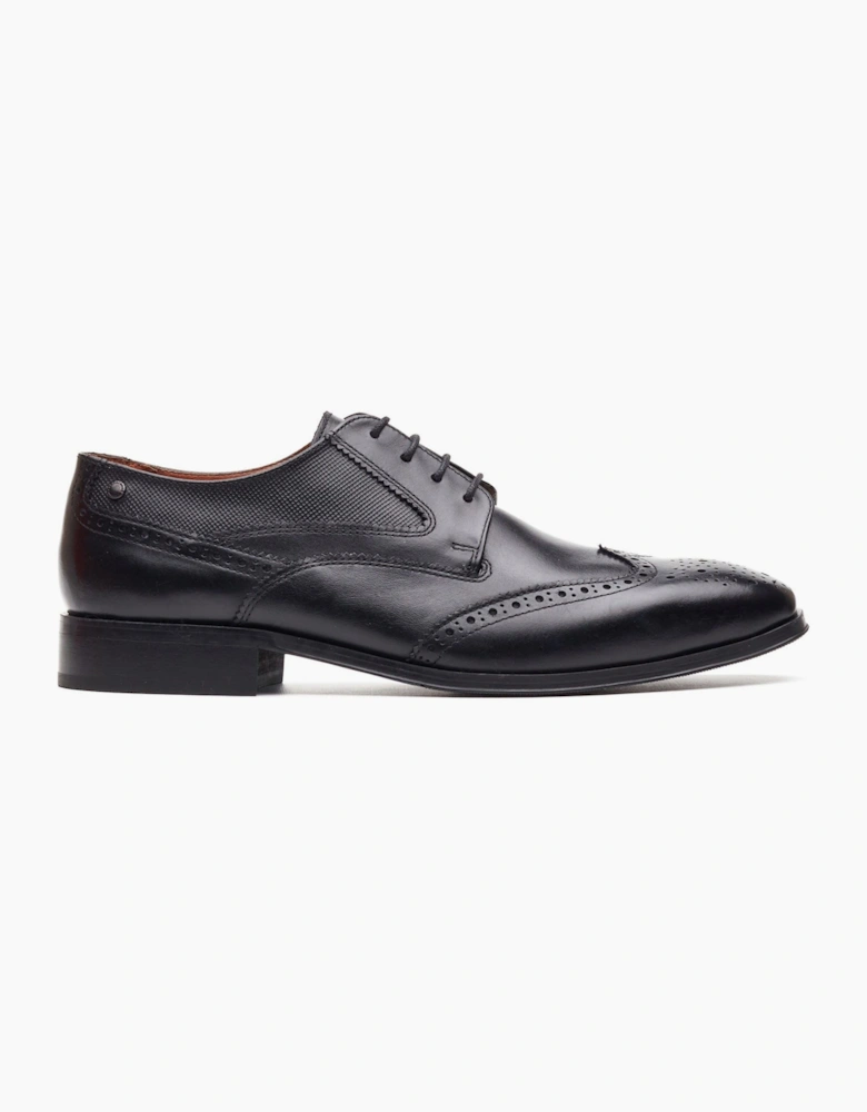 London Steeple Brogue Leather Men's Black Brogues Shoes