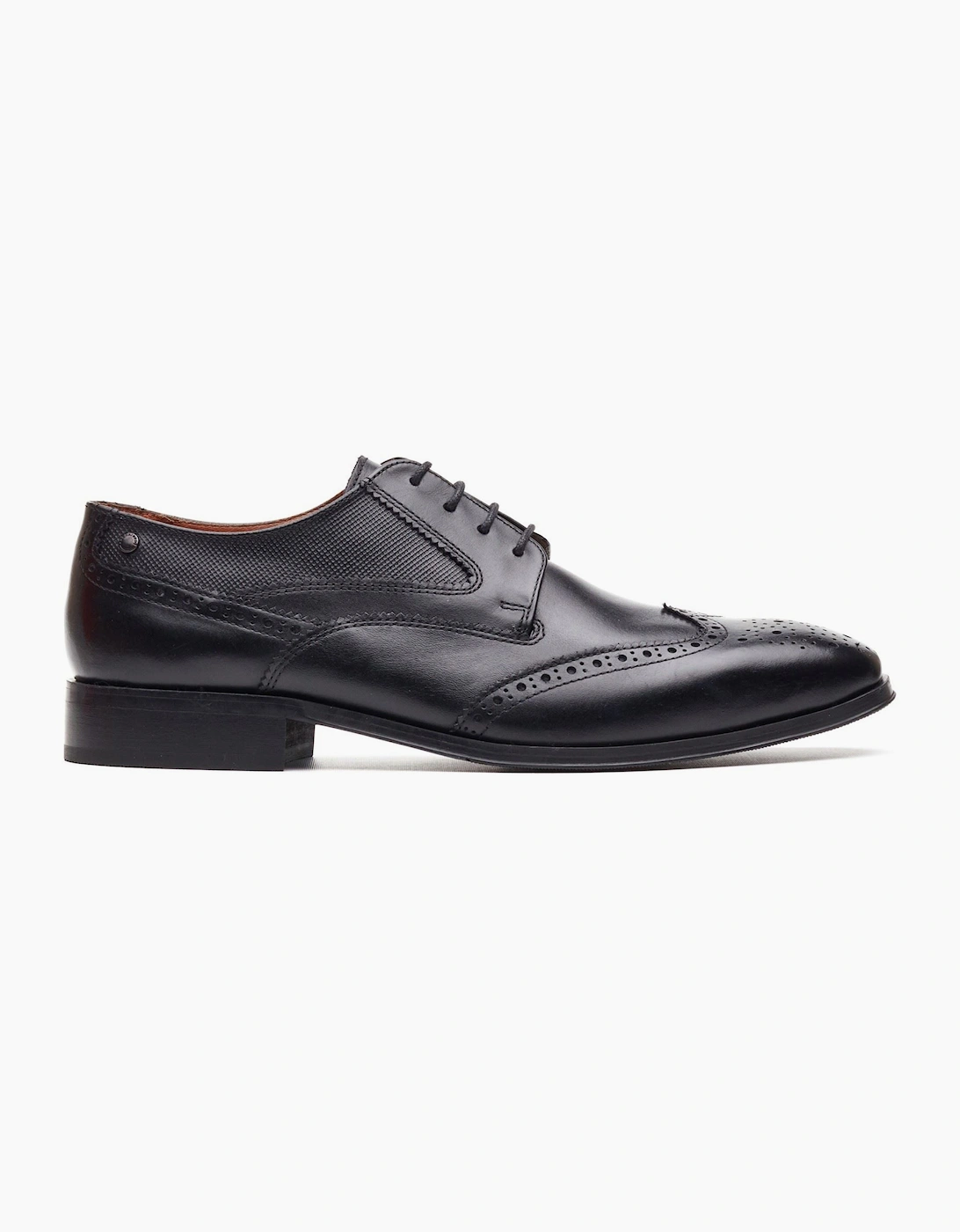 London Steeple Brogue Leather Men's Black Brogues Shoes