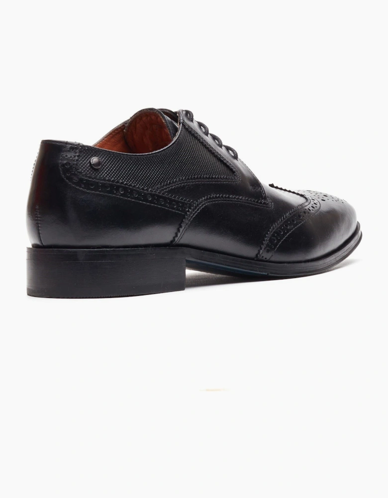 London Steeple Brogue Leather Men's Black Brogues Shoes