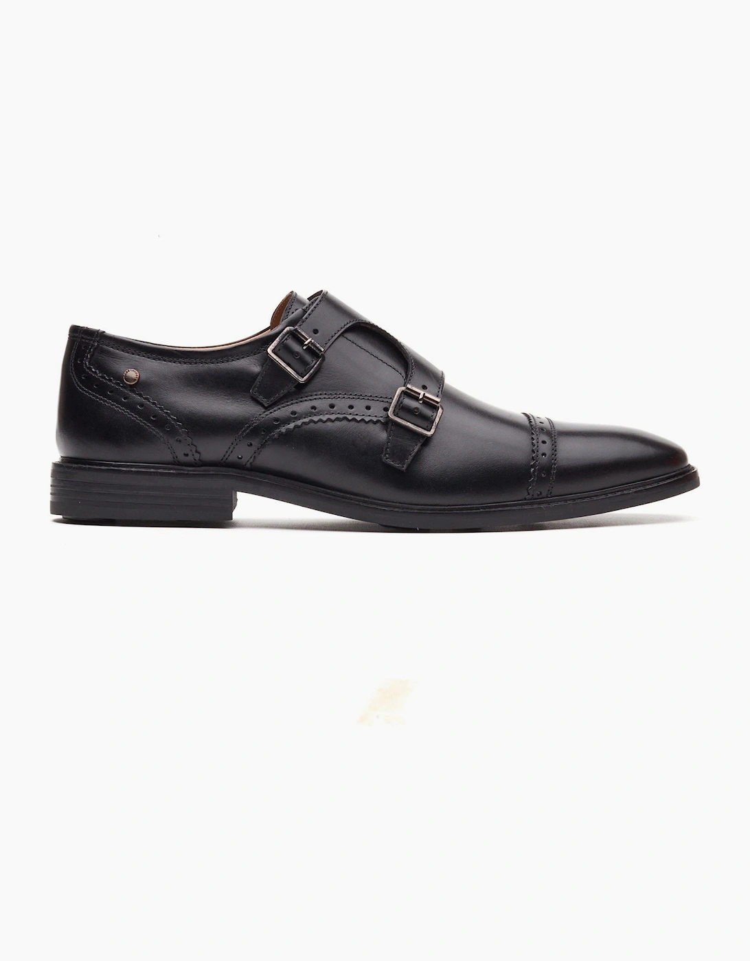 London Henley Monk Leather Men's Black Double Monk Shoes