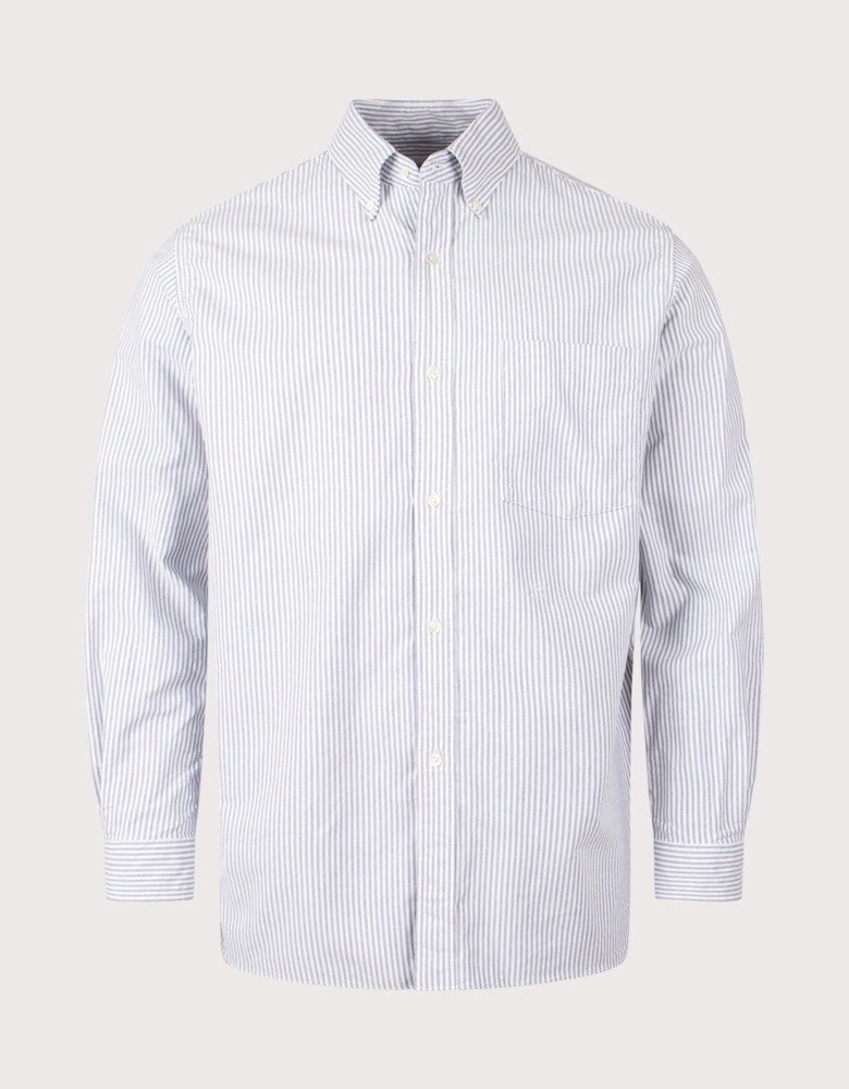 Relaxed Fit Button Down Stripe Wind Shirt