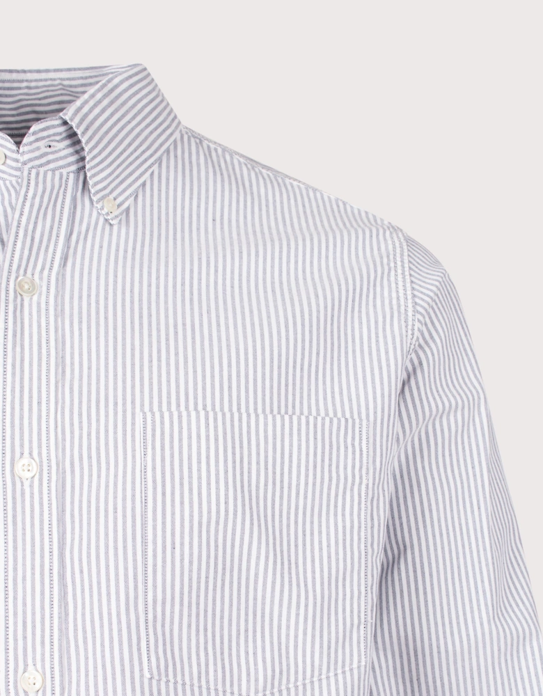Relaxed Fit Button Down Stripe Wind Shirt