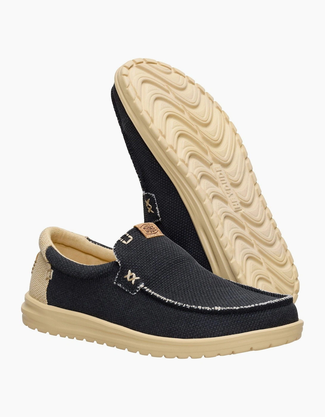 HEYDUDE Mikka Braided Textile Men's Black/Boulder Tan Loafers