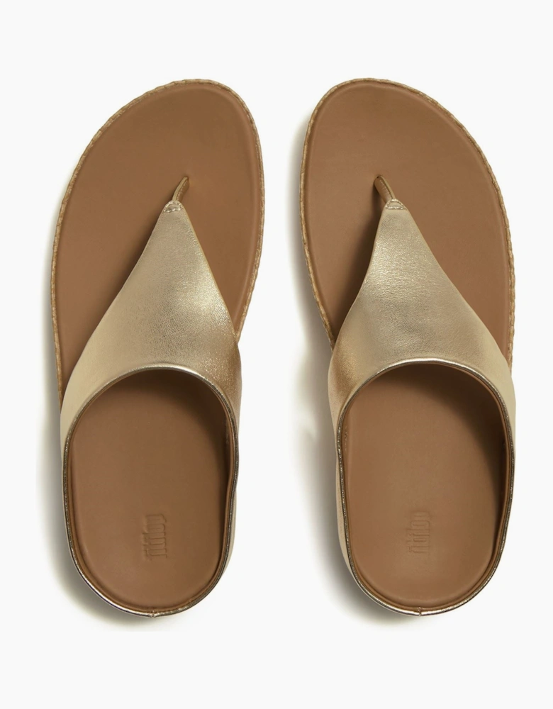 Lulu Lux Graphic-Weave Toe-Post Leather Women's Platino Sandals