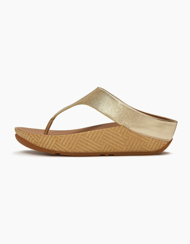 Lulu Lux Graphic-Weave Toe-Post Leather Women's Platino Sandals