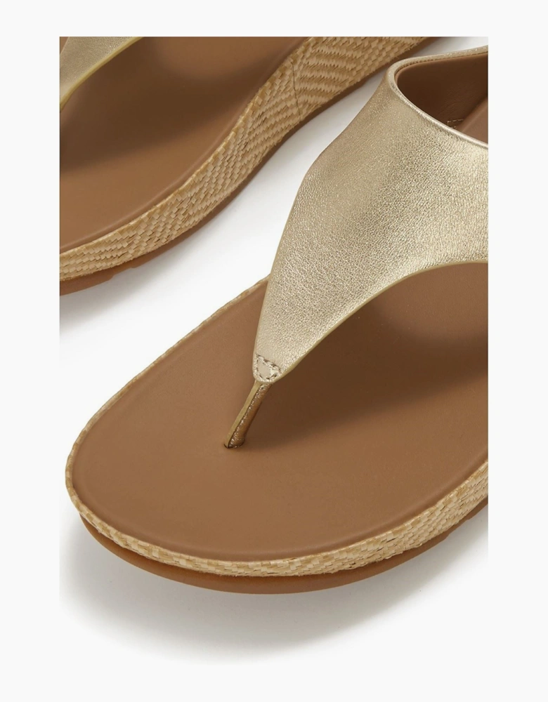 Lulu Lux Graphic-Weave Toe-Post Leather Women's Platino Sandals