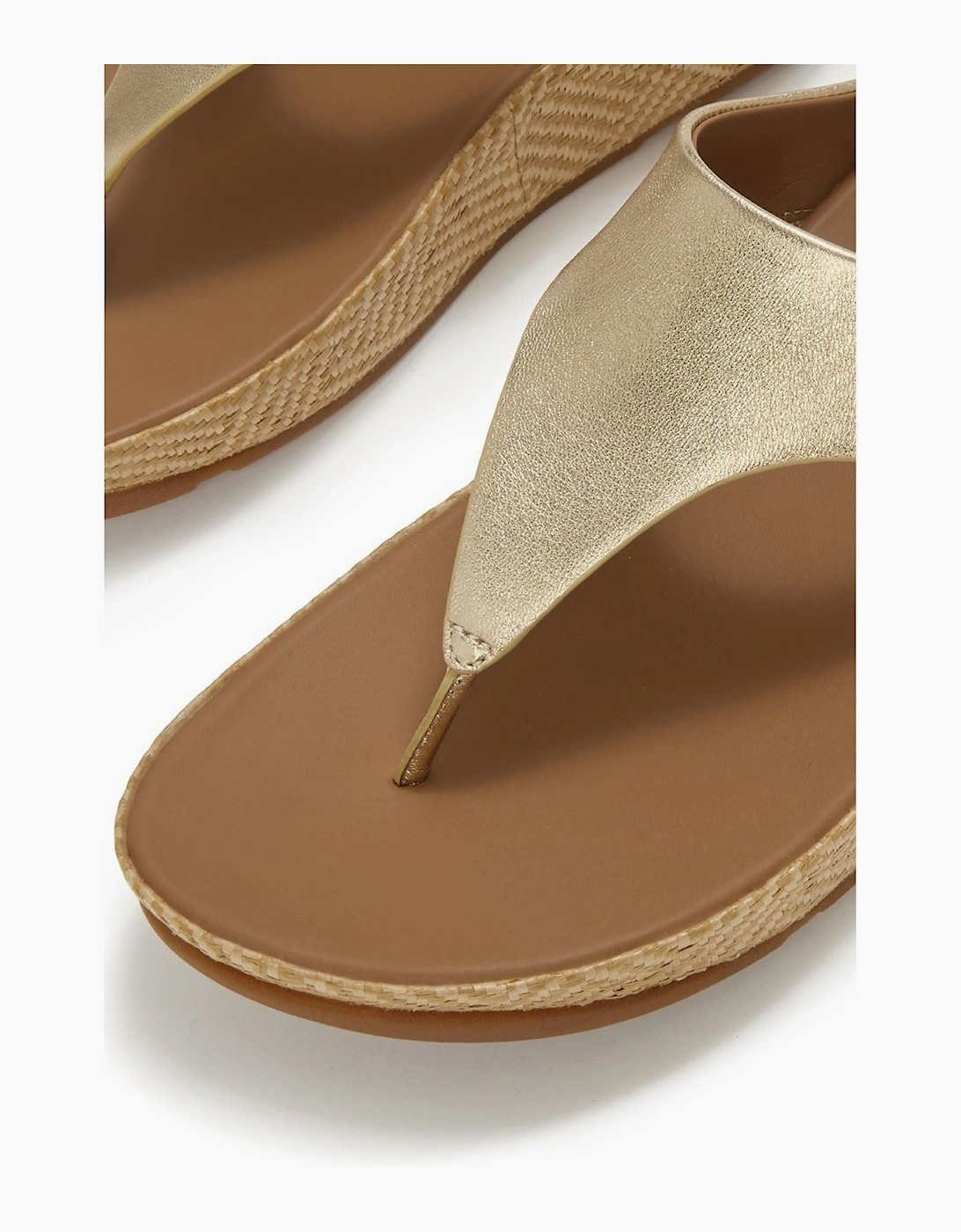 Lulu Lux Graphic-Weave Toe-Post Leather Women's Platino Sandals