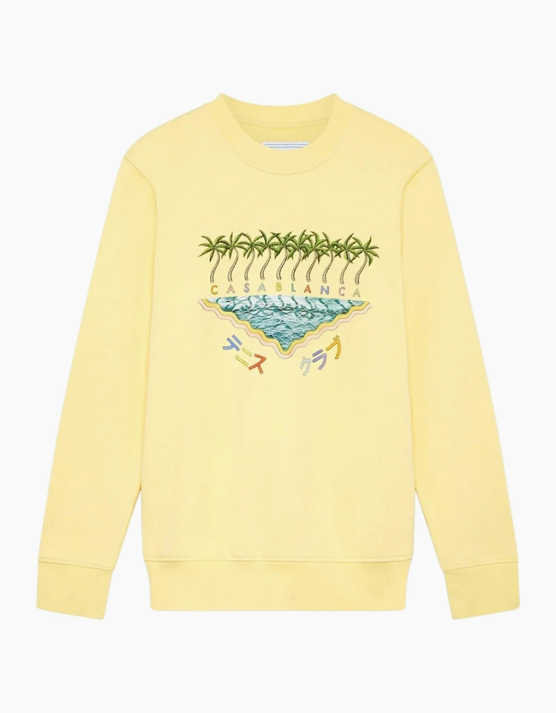 Casablanca Women's Yellow Embroidered Sweatshirt Enoshima Beach Sweatshirt  10/8 S