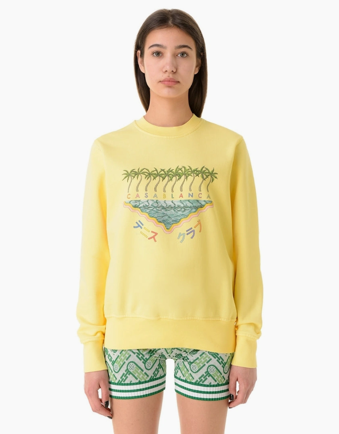 Embroidered Sweatshirt Enoshima Beach Yellow Sweatshirt