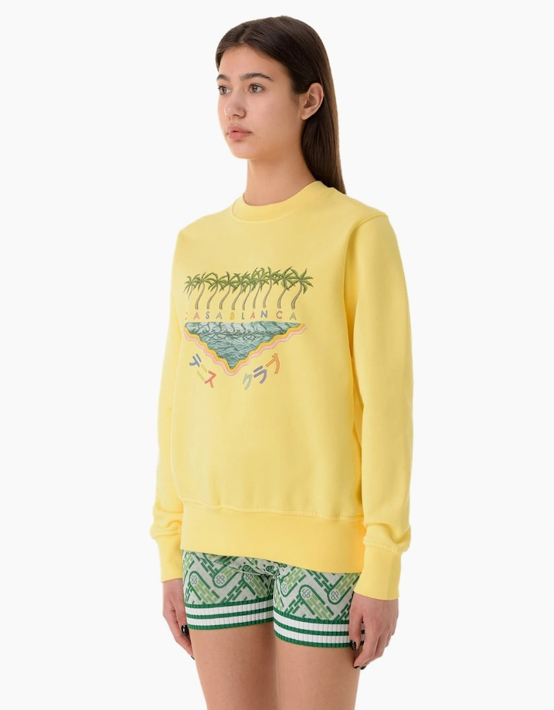 Embroidered Sweatshirt Enoshima Beach Yellow Sweatshirt