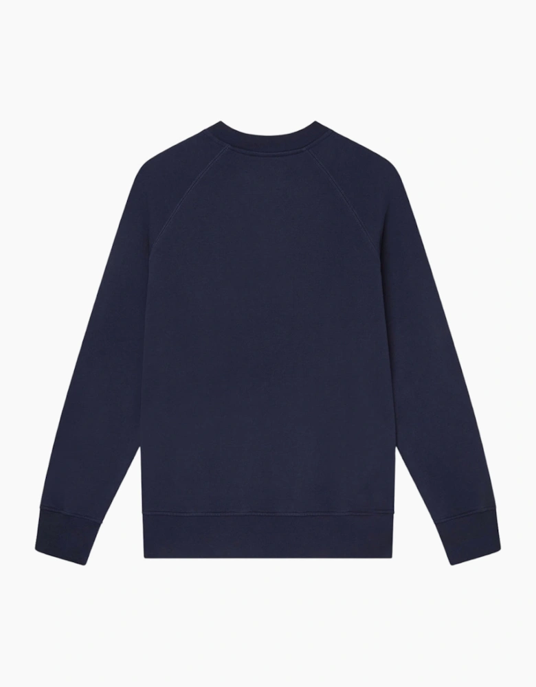Embroidered Sweatshirt Stacked Logo Navy Blue Sweatshirt