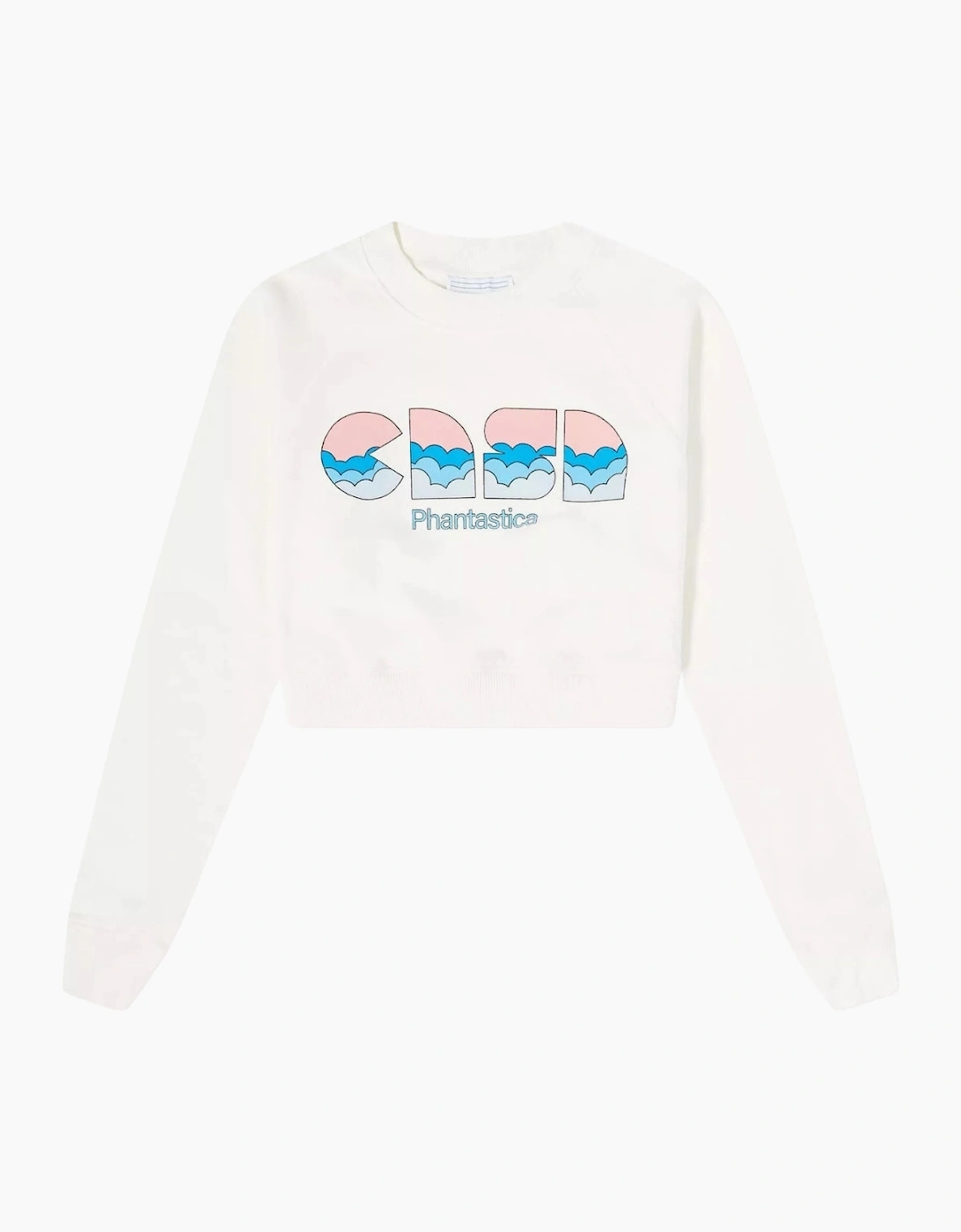 Casa Clouds Screen Printed Cropped White Sweatshirt, 5 of 4