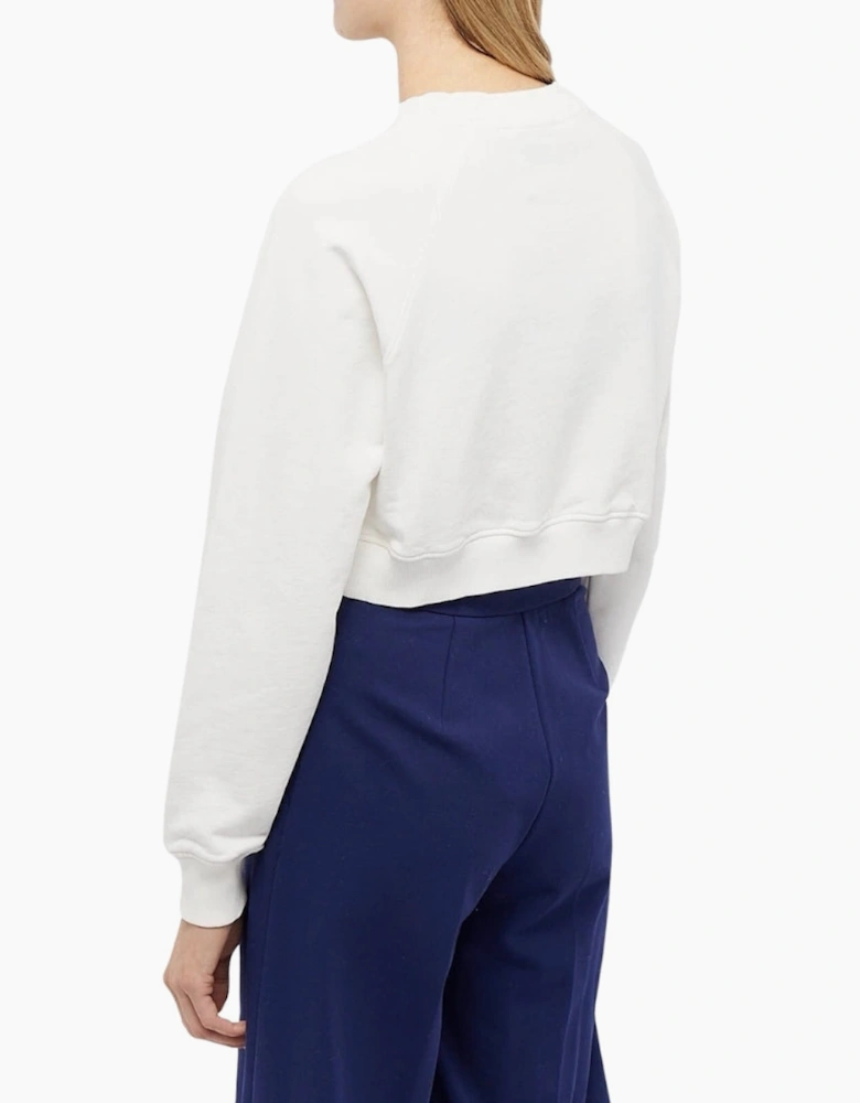 Casa Clouds Screen Printed Cropped White Sweatshirt