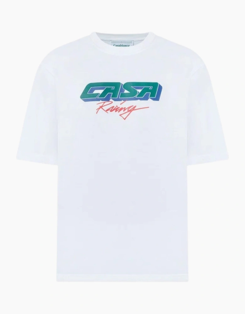 3D Printed Oversized Tee Casa Racing White T-Shirt