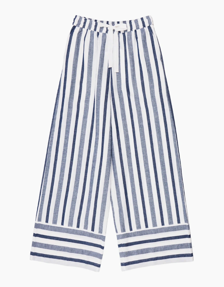 Petite Blue Stripe Linen Blend Trousers