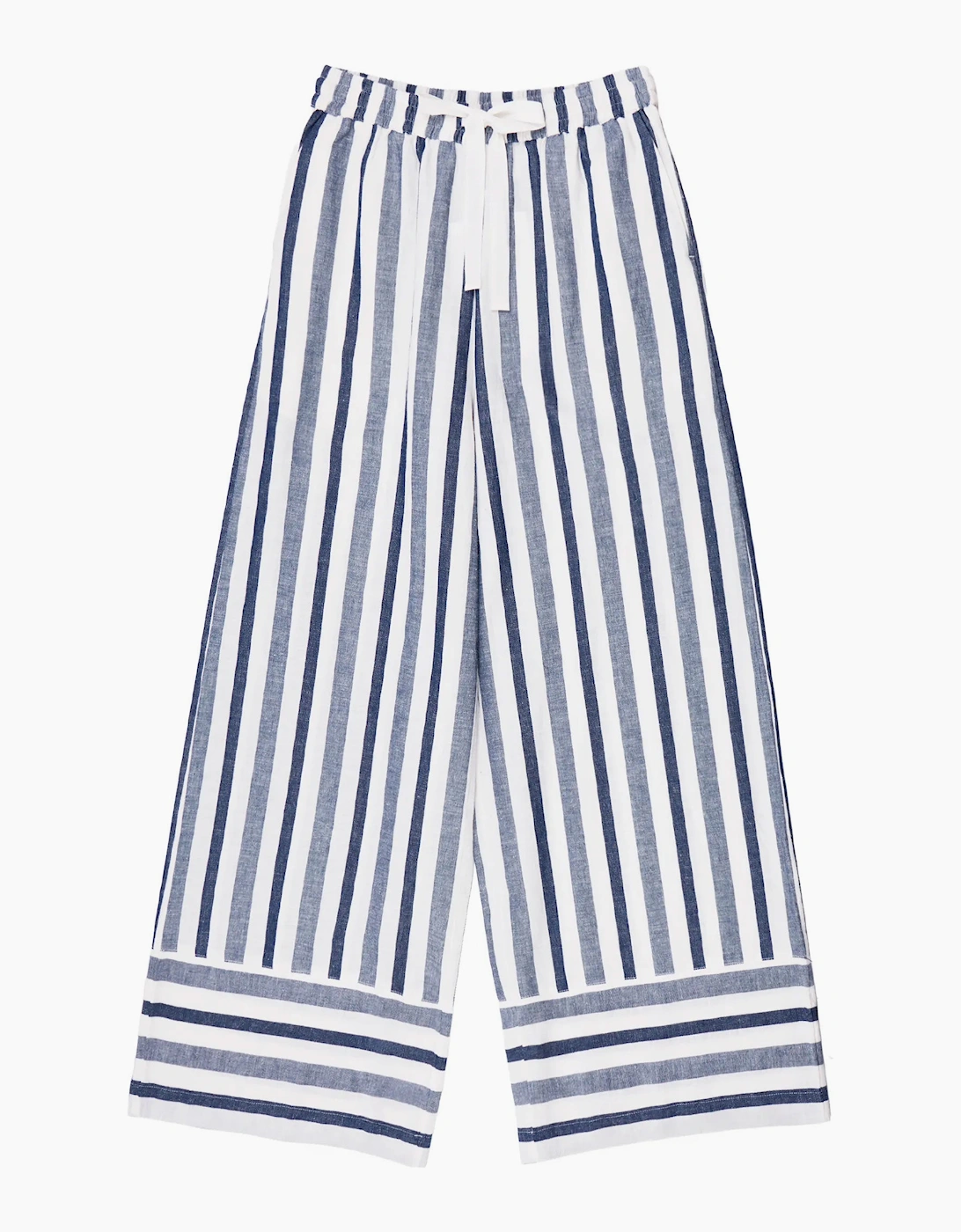 Petite Blue Stripe Linen Blend Trousers