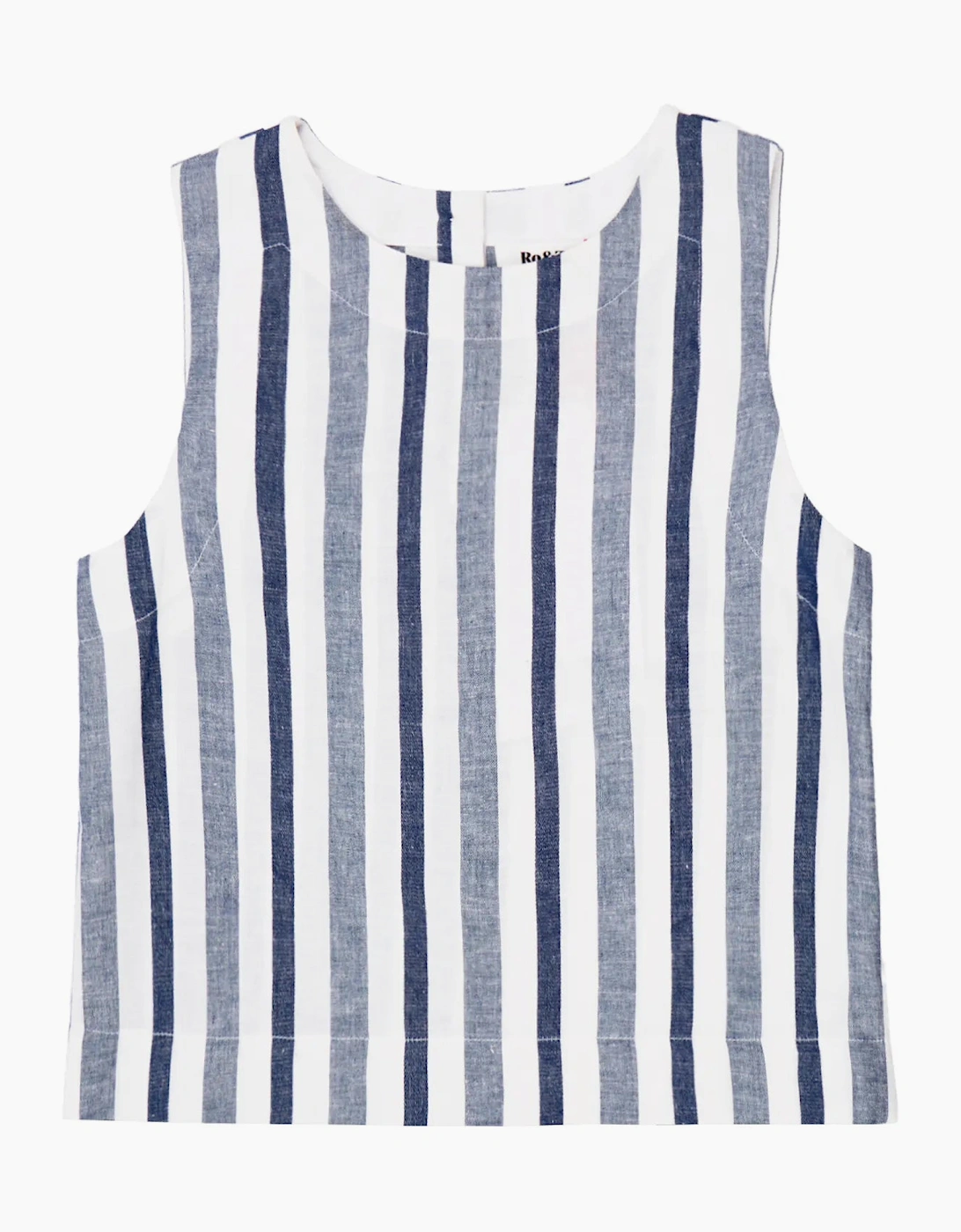 Blue Stripe Linen Blend Shell Top